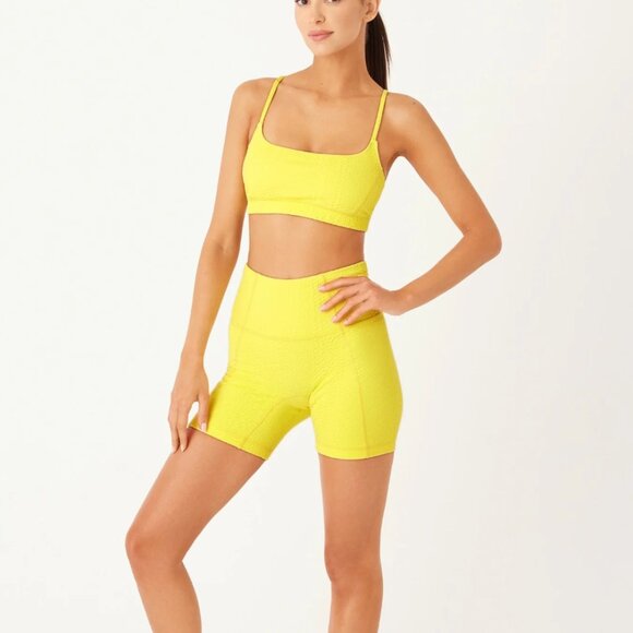 GIGI C Emery Snakeskin Vibrant Yellow Shorts + Bra Set Size Small - Picture 1 of 7